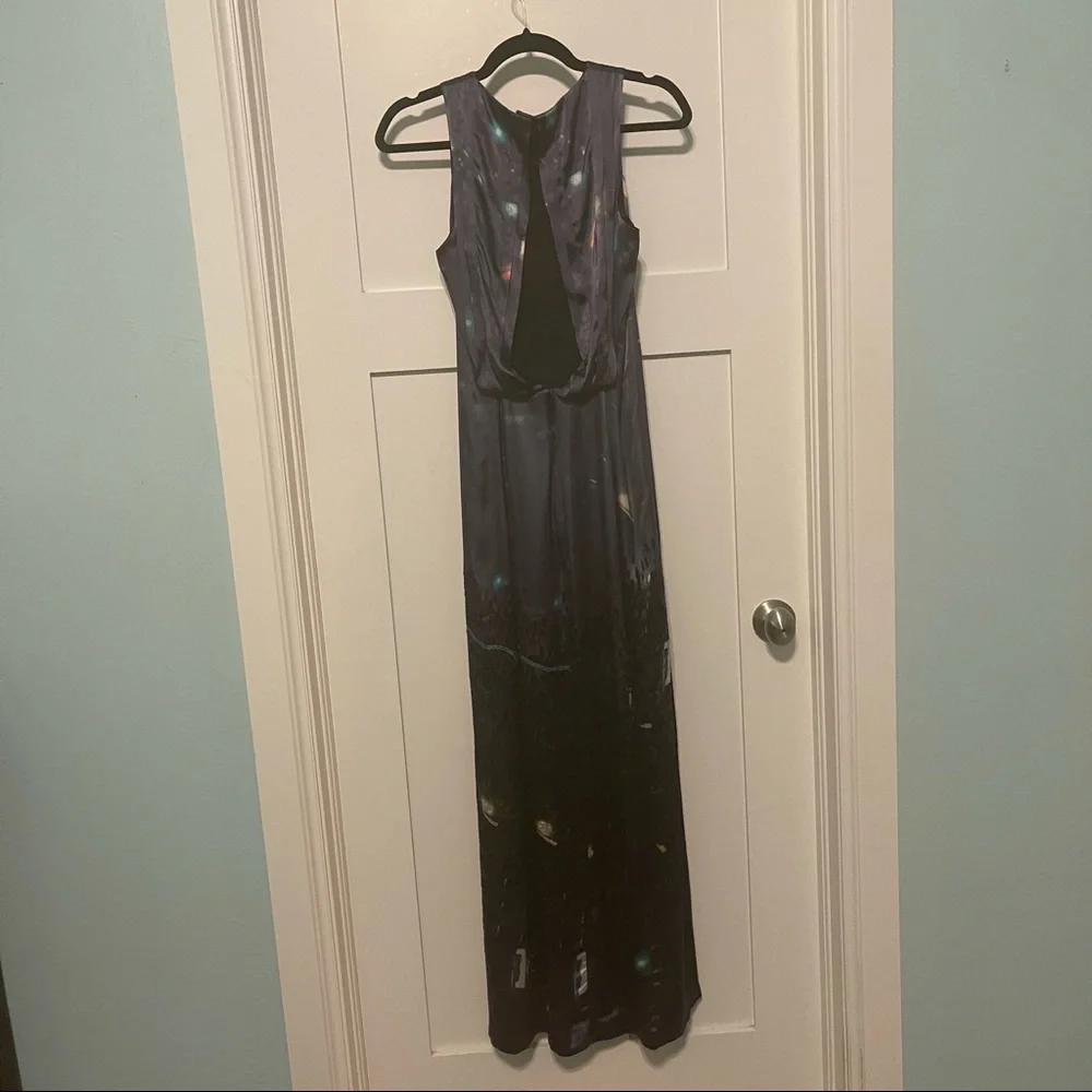 NWT H&M size 2 gorgeous blue purple silk blend dress gown with draped back! - Picture 8 of 13